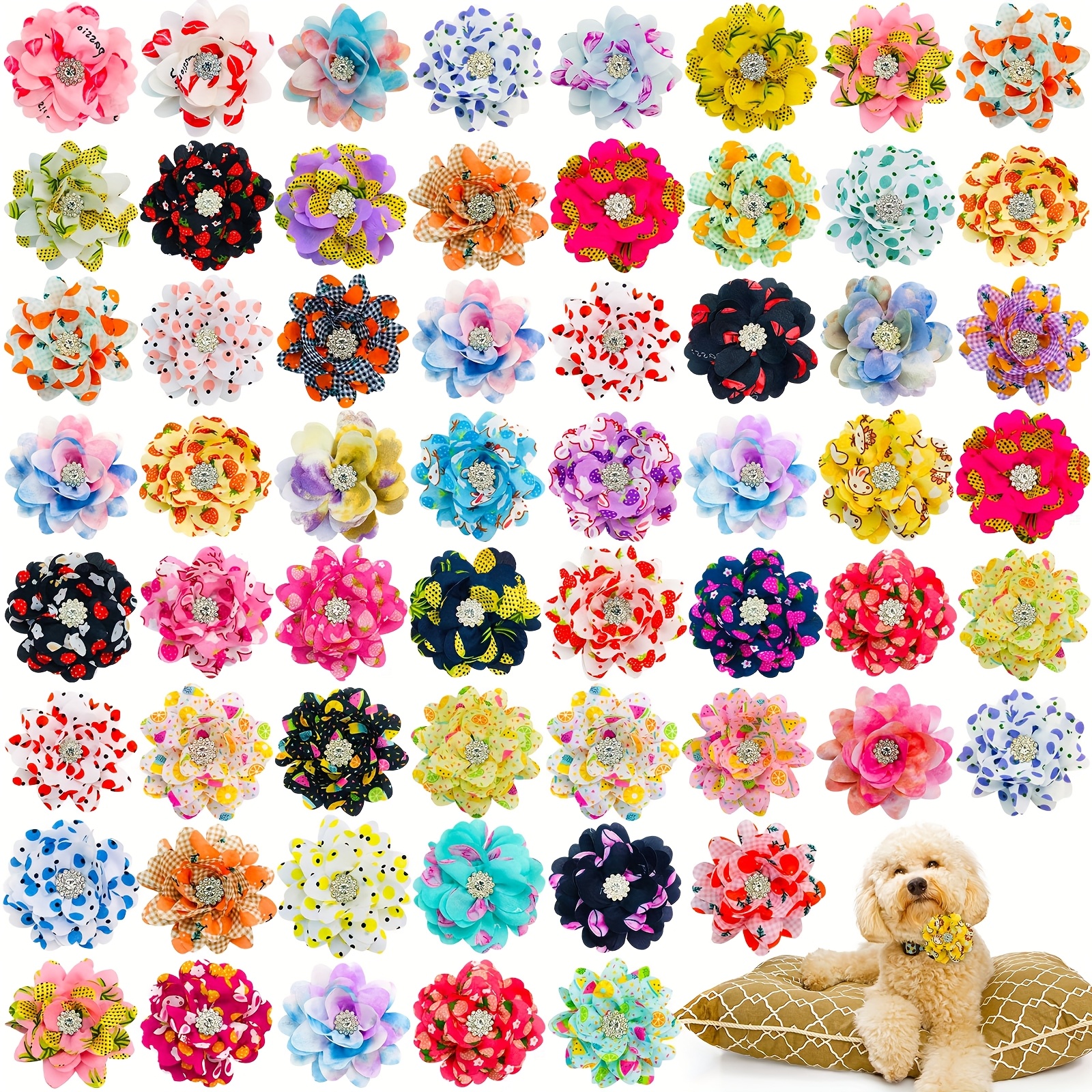 TEMU 30pcs Of Floral Collars And Bow Ties For Dogs, Stylish Additions For Pets, Perfect For Summer