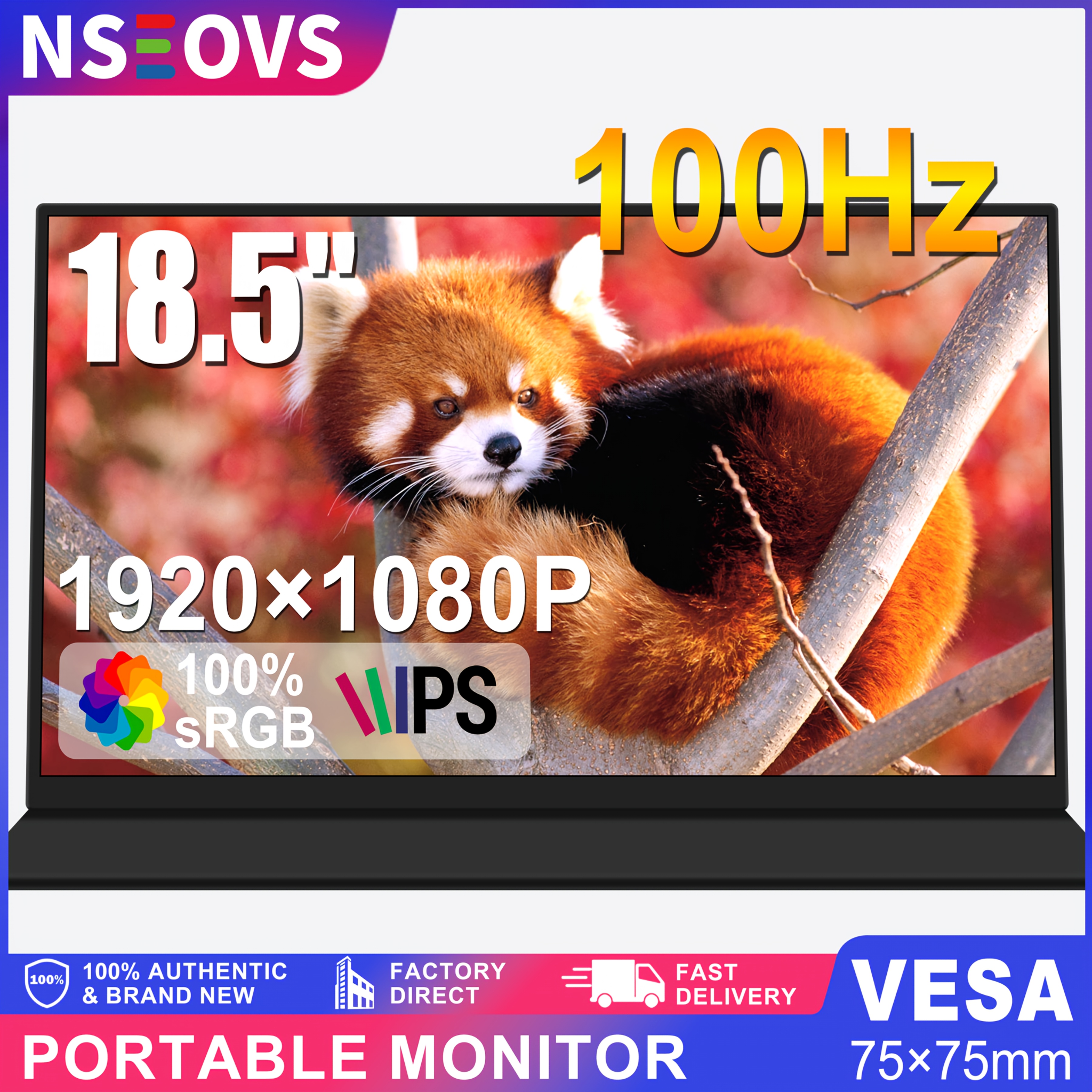 nseovs 46.99cm 100hz 1080p 100%srgb portable monitor. 1920×1080p, 100hz, 100%srgb | metal shell,   dissipation, high strength & durable. supports connection to multiple devices, laptops, desktops, mobile phones, game consoles,  . 0