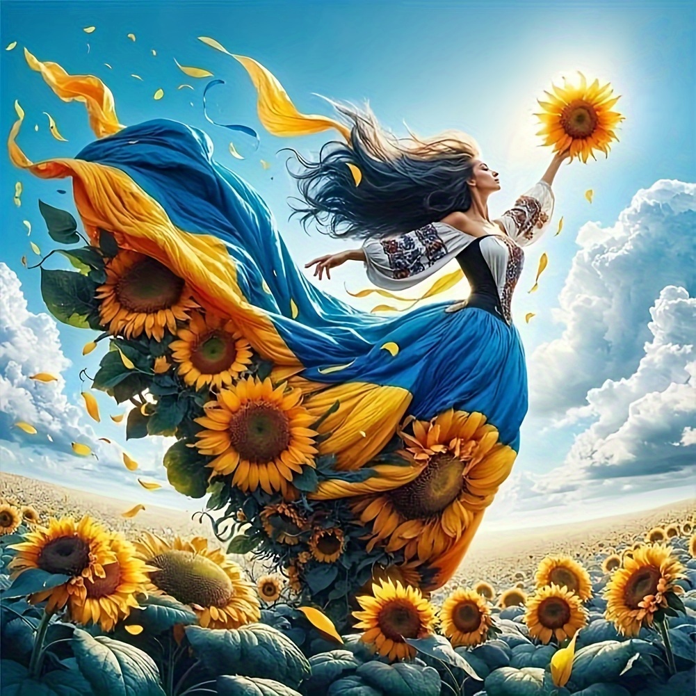 

Sunflower And Flowing Dress Woman 5d Diamond Painting Kit, Cartoon Theme Full Drill Acrylic Round Diamonds, Diy Embroidery Craft For Adults And Beginners, Home Wall Decor Art Project