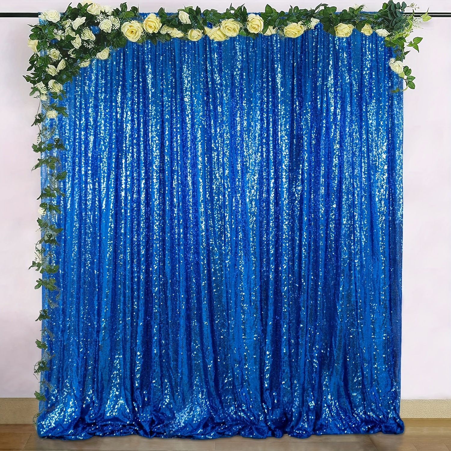 

4 Pack Royal Blue Curtains 2ftx8ft Sequin Backdrop Drapes For Birthday Wedding Party Photo Backdrop Decorations