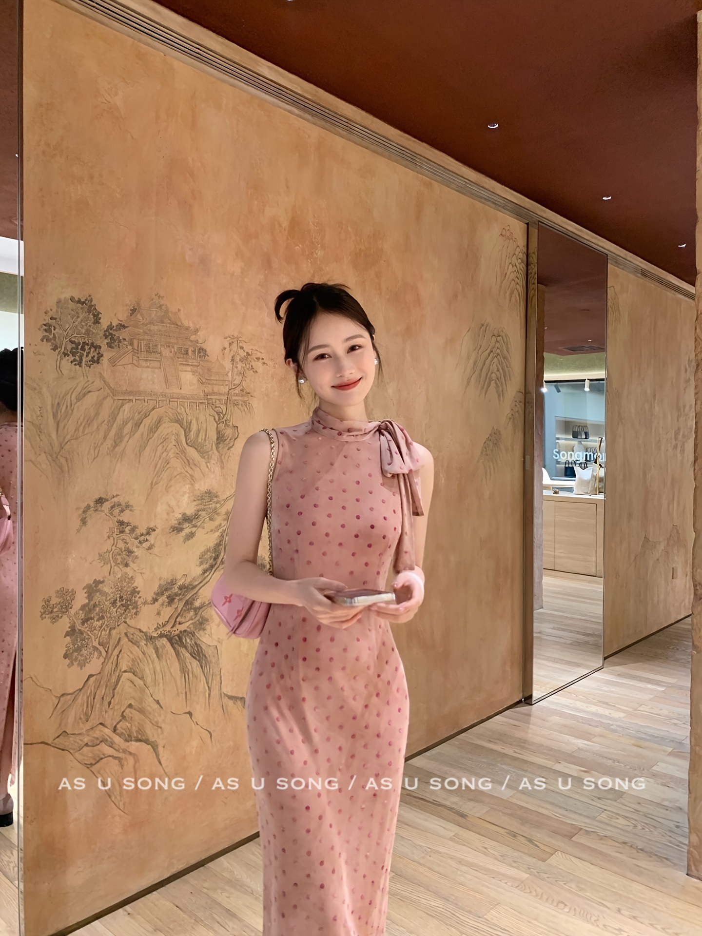 pink series retro elegant halter neck polka dot print large swing dress  with white belt - women's clothing - Temu United Kingdom