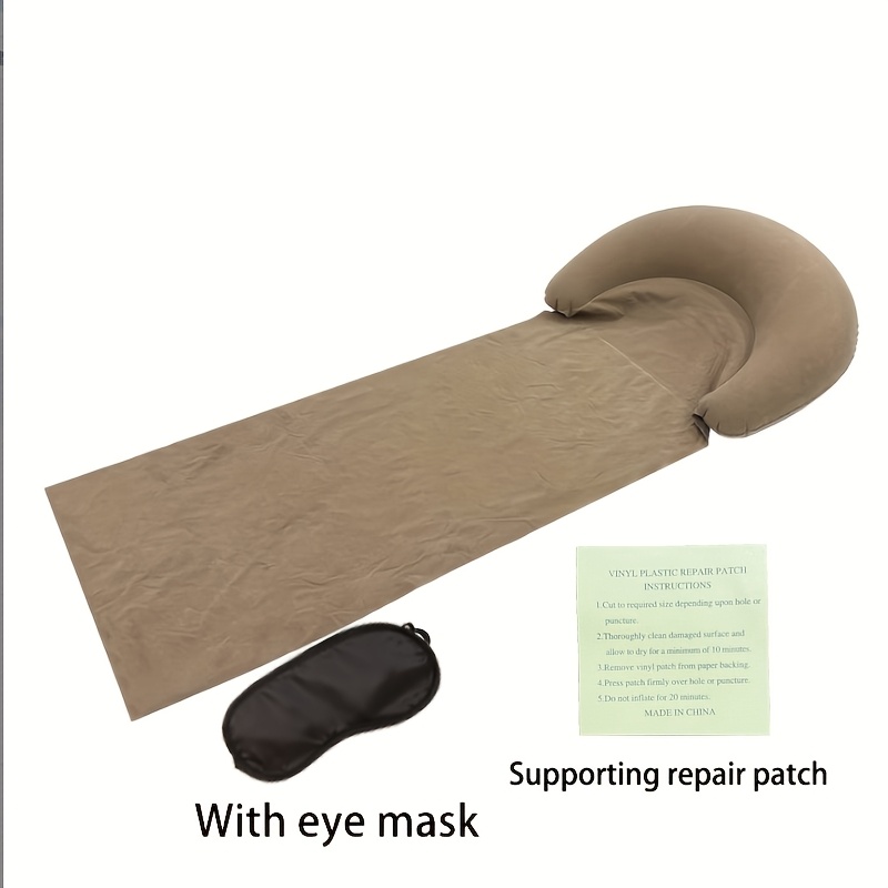 TEMU 1-person Inflatable Headrest Beach Mat Suitable For Outdoor Camping, Portable Foldable Suitable For Sunbathing, Picnic & Poolside Bed Pad With