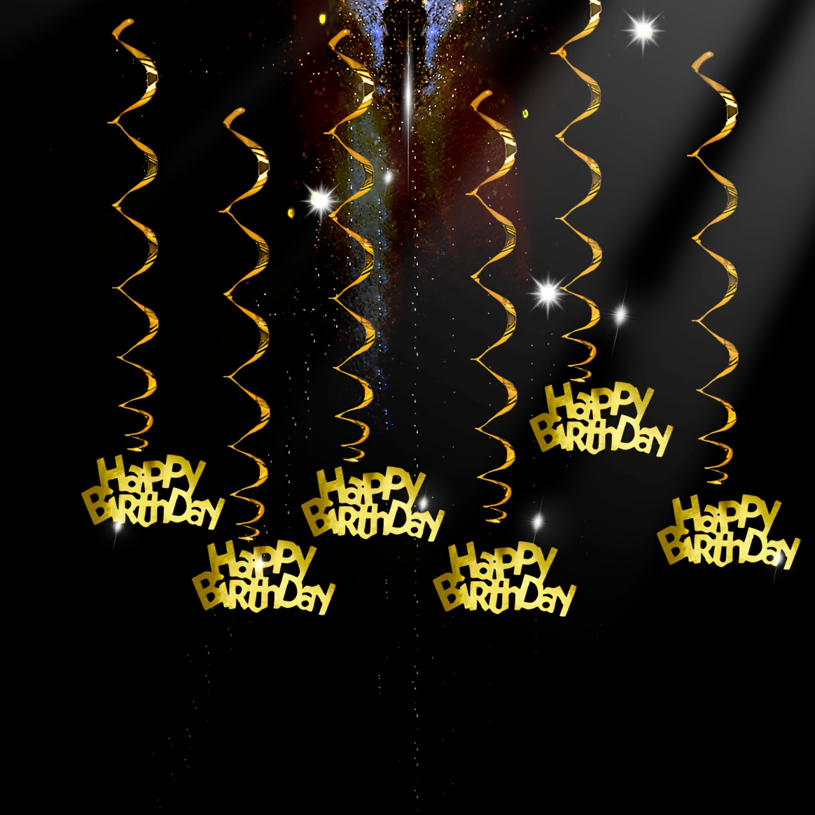 12pcs/24pcs Happy Birthday Spiral Hangings, Suitable For Birthday Party Decorations, Enhancing Atmosphere, Christmas Decorations, Halloween Decorations