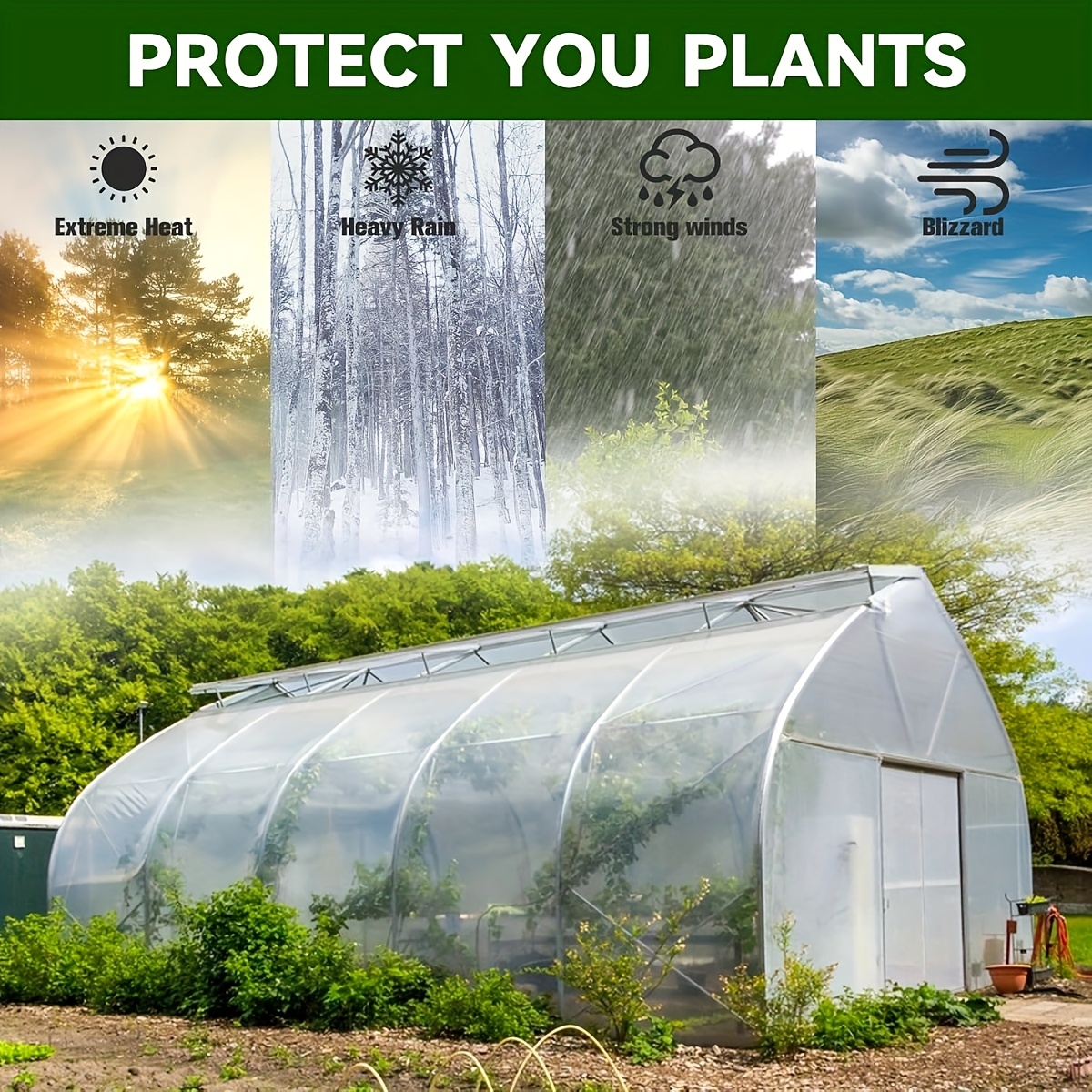 Plástico Para Invernadero Transparente 2×3 Metros – Cubierta De Polietileno Grueso Anti-UV, Reutilizable