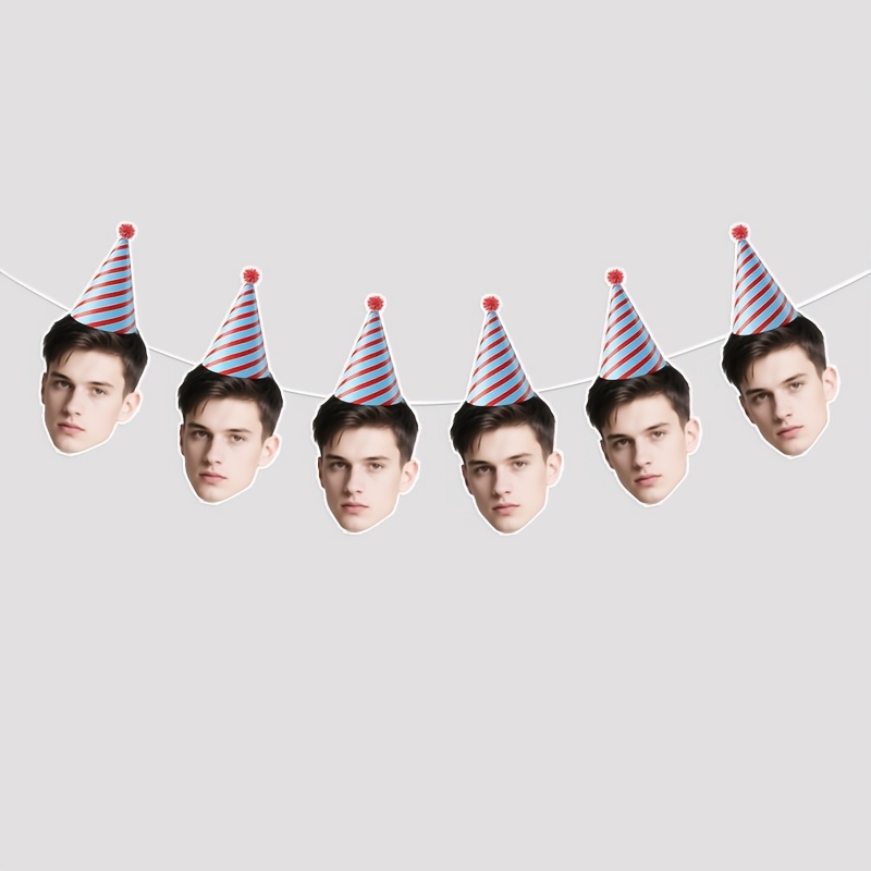6pcs Custom Photo Face Banner with Party Hats
