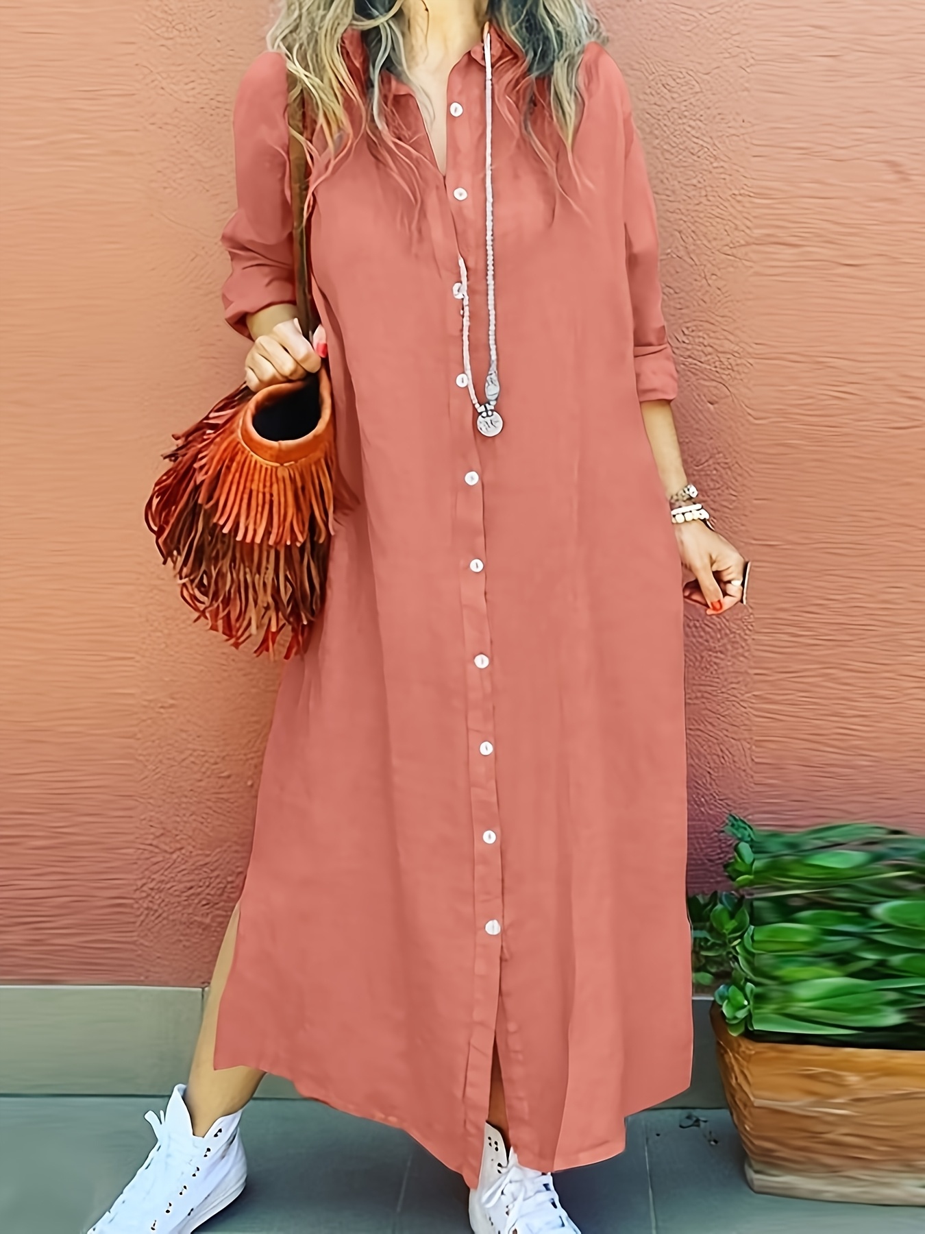 chinese dress ladies Striped Maxi Shirt Dress – Lilla P