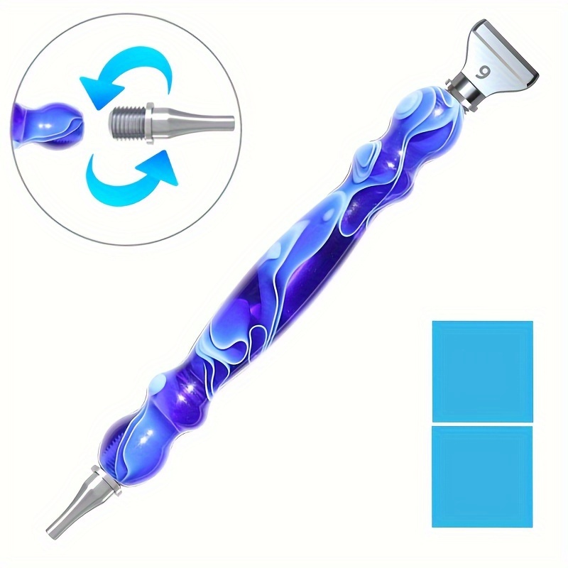 TEMU Ensemble de stylos de perçage , kits de stylos de peinture diamant, pointes de remplacement en métal, têtes de stylo filetées, outil de