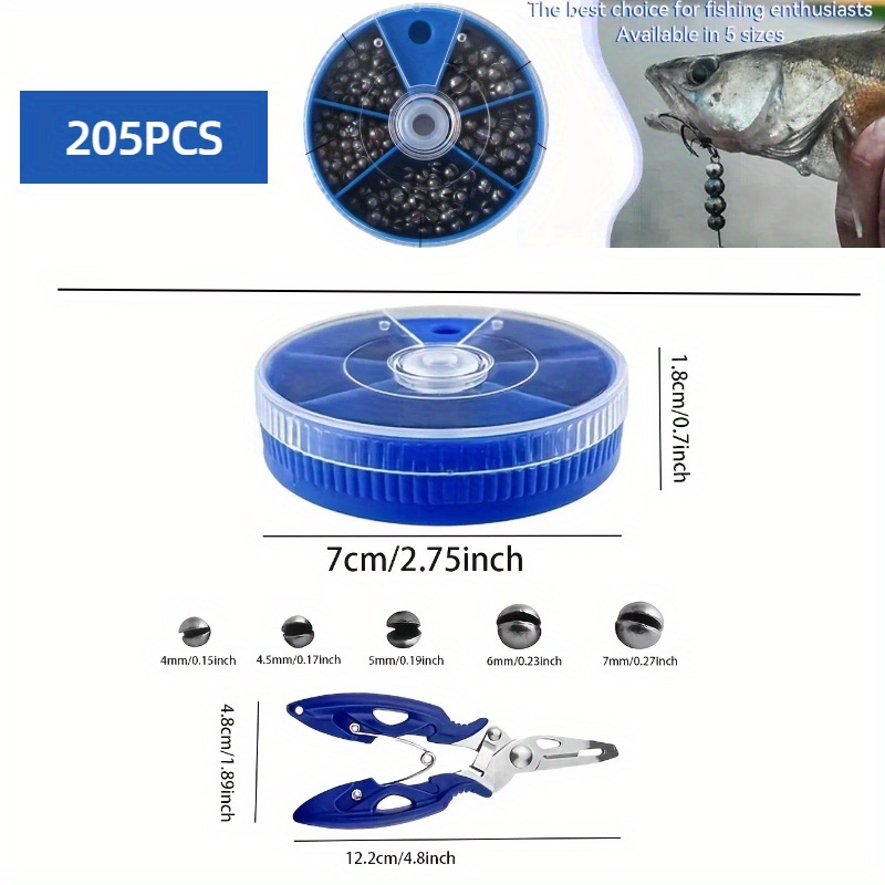 Jsfun 205pcs/box Open Lead Set Multifunctional Lure Clamp Lure Fishing Tackle Sea Fishing Rock Fishing Platform Fishing Tackle Supplies