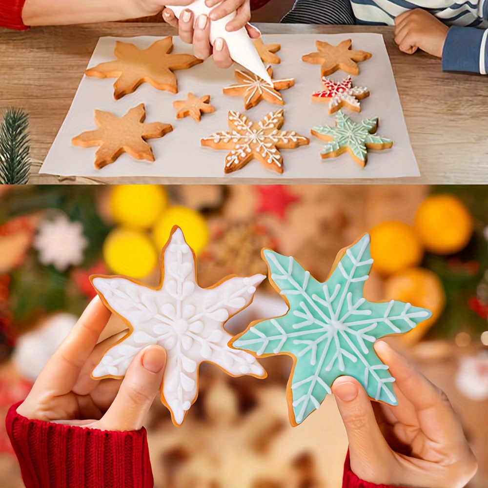 

3pcs Snowflake Cookie & Fruit Cutter Set - Stainless Steel Biscuit Molds For Christmas, Sandwiches & Desserts - Perfect For Holiday Baking