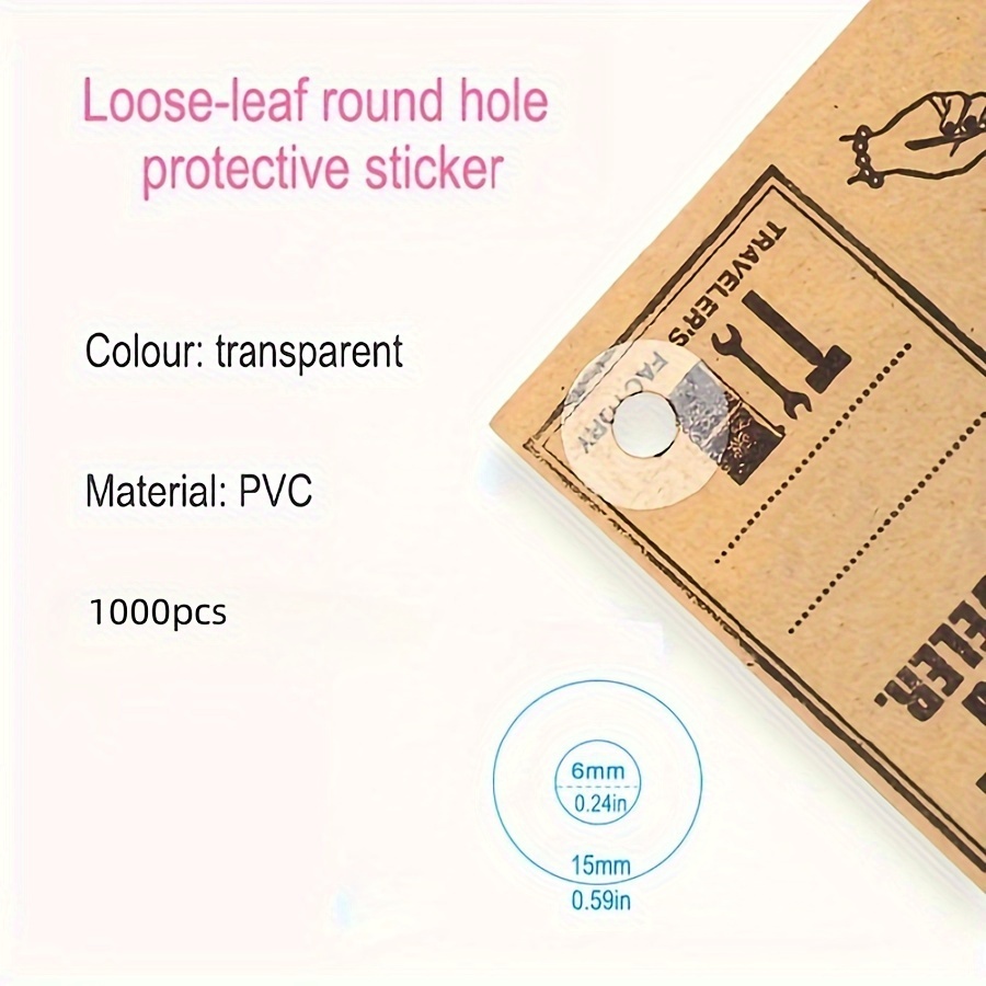 Image of 1000pcs Perforated Reinforcement Stickers, Loose Leaf Book Perforated Repair Stickers, Repair Stickers, Page Hole Stickers, Document Reinforcement Ring Shield, Repair Tape