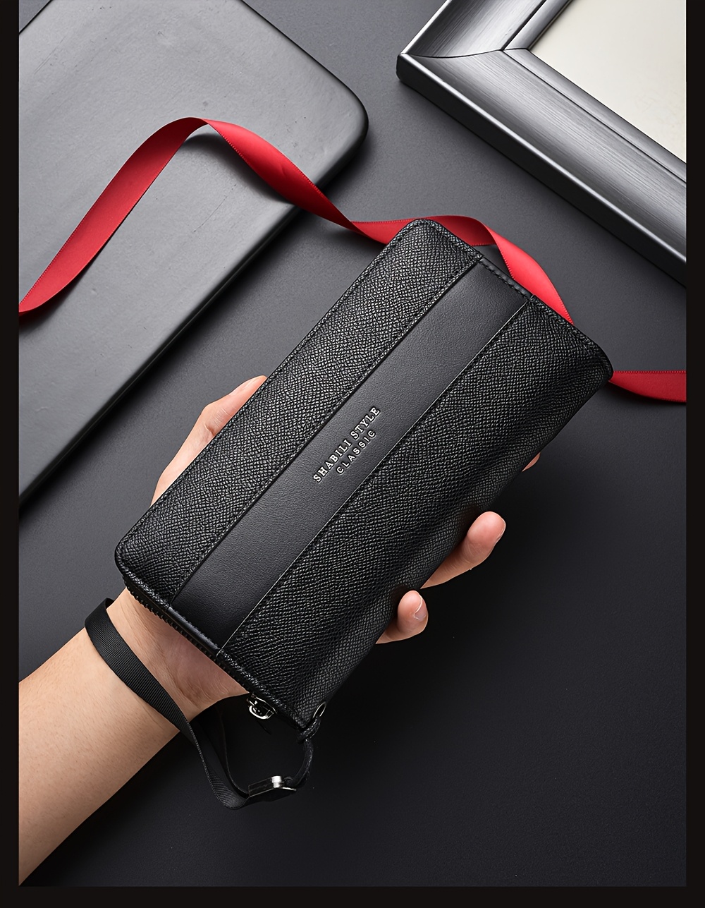 Cartera larga para hombre con gran capacidad, múltiples ranuras para tarjetas, monedero, tarjetero y clutch para .