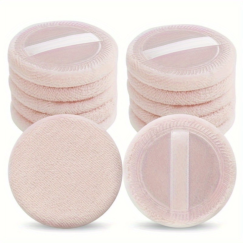 

12-pack Flocking Cotton Powder Puffs With Ribbon Strap For Loose & Pressed Powder - Round Cosmetic Blender Pads, Paraben-free, Suitable For Normal Skin, Soft & Non-irritating Makeup Applicators