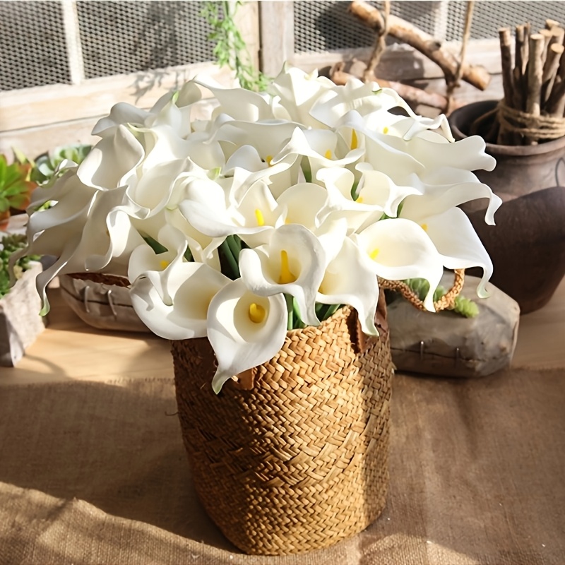 

20pcs Lifelike Artificial Lily Flowers, Plastic Home Decor For Wedding And Engagement, No Container, Electricity-free, Battery-free