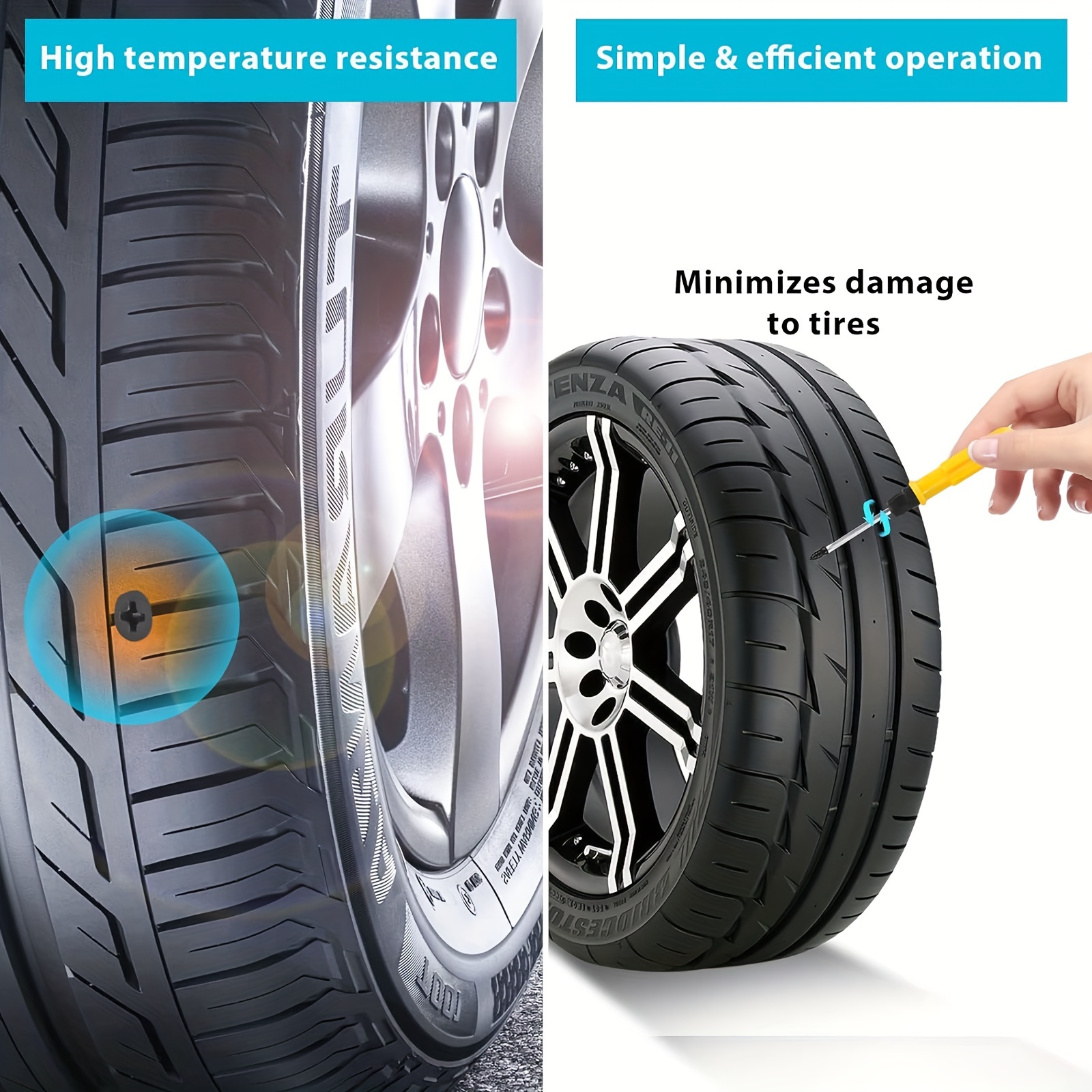 41pcs tire repair rubber nail vacuum tire repair rubber screws tire plug kit with screwdriver for car motorcycle details 2