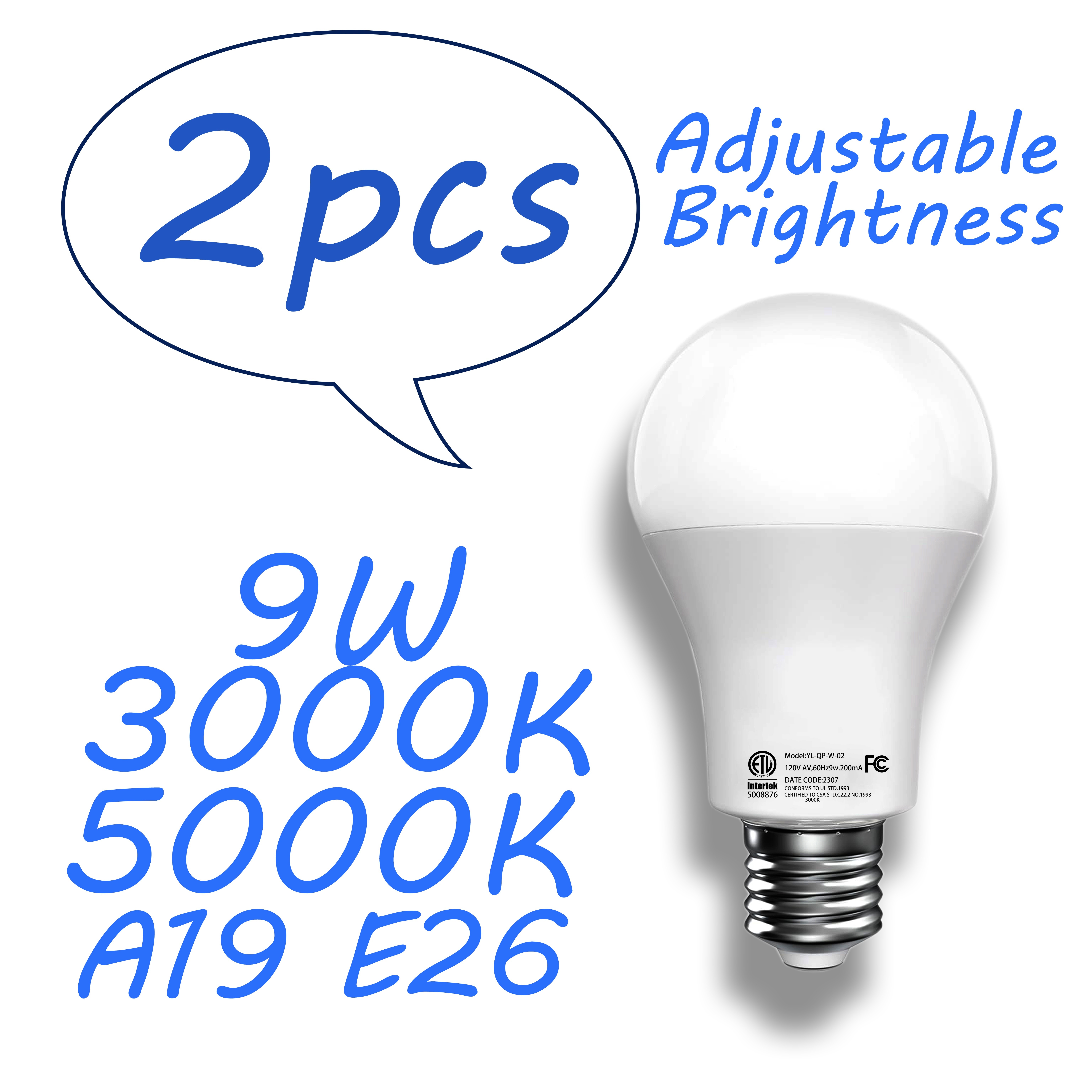 Lepro Bombillas LED regulables equivalentes a 60 vatios, 9.5 W 800 lúmenes,  blanco cálido suave 2700 K, base media estándar A19 E26, certificación UL