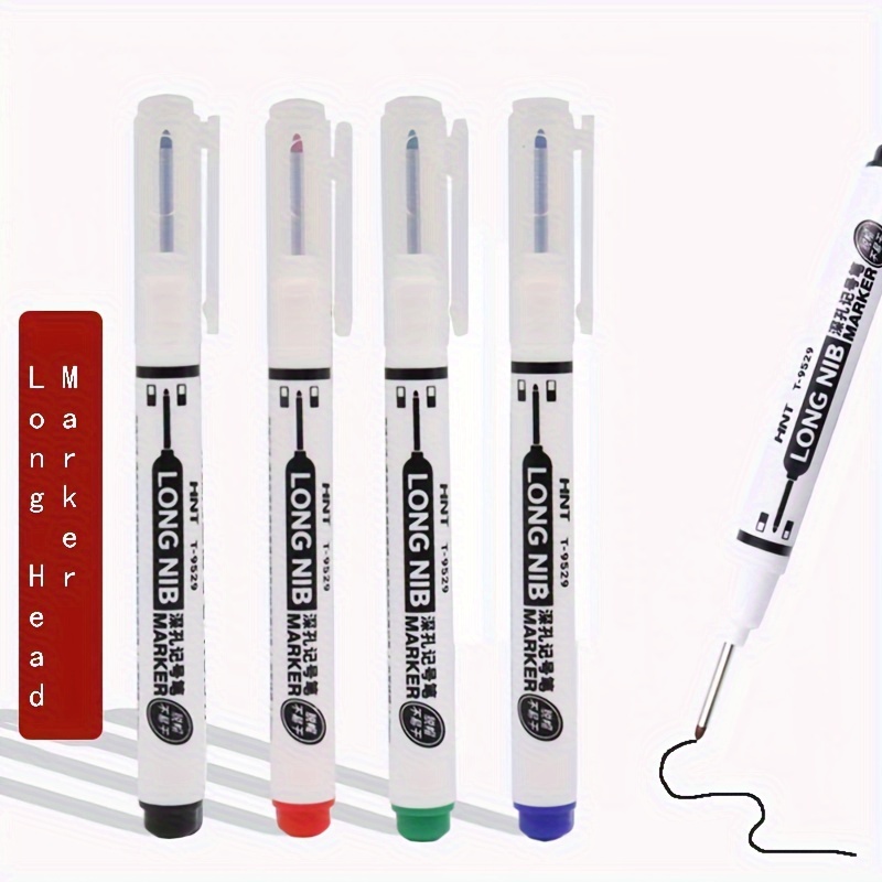 

4pcs, 4pcs Multi-surface Deep Hole Markers - Waterproof Long Nib Pen - Red, Black, Blue, Green Ink Pens For Woodworking, Places