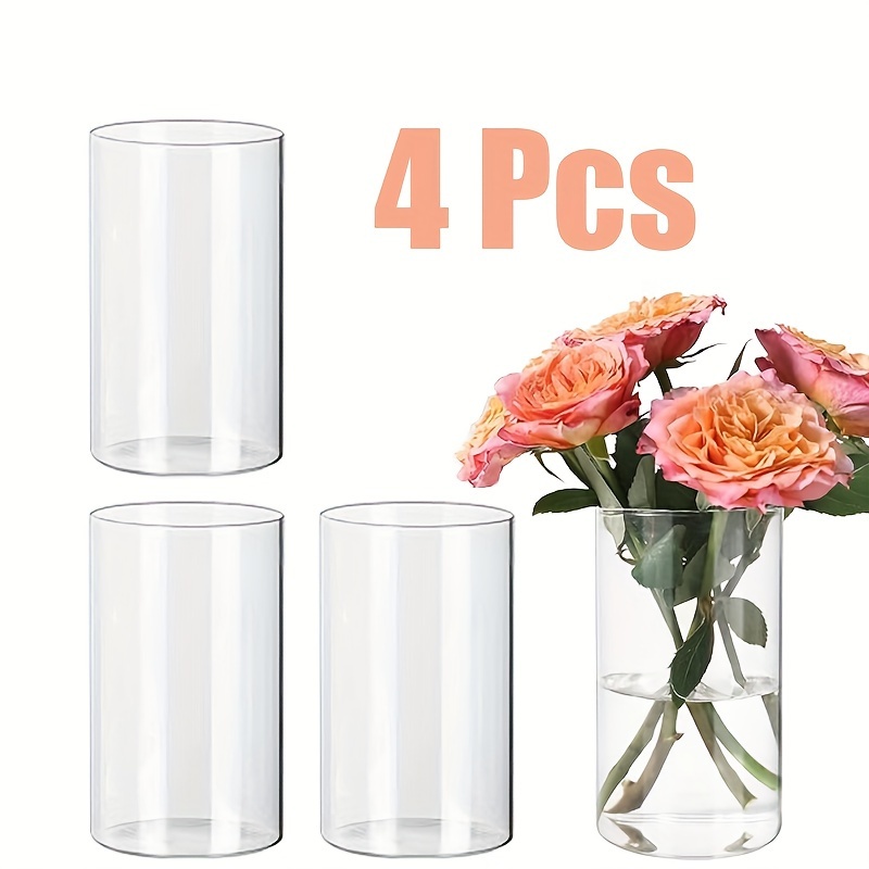 Elegant 4pcs Acrylic Cylinder Vases - Shatterproof & Transparent, Weddings, Home Decor & Outdoor Celebrations - Stylish Flower Display For Centerpieces, Parties & Formal Events