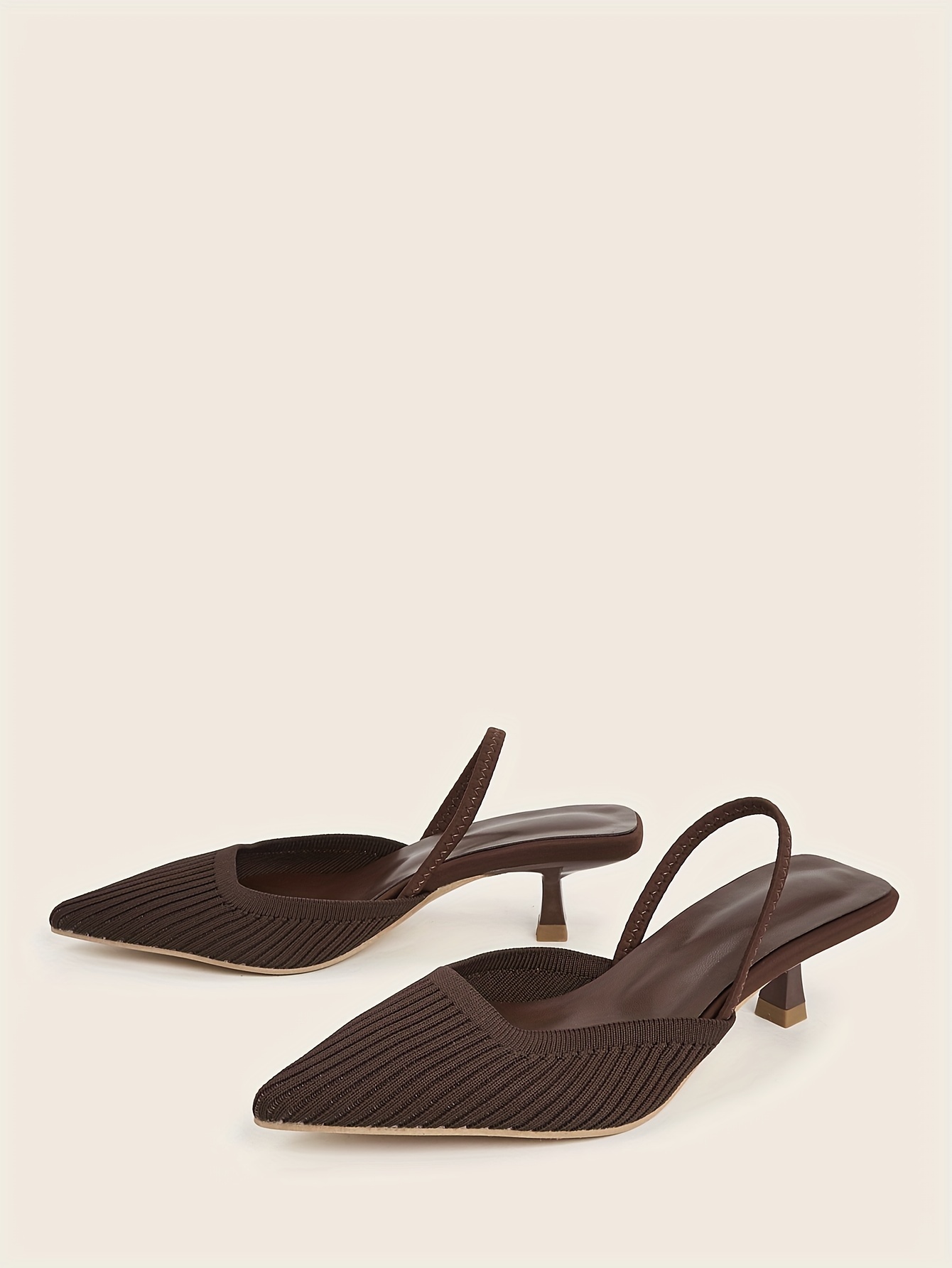 Women's New Style Pointed-Toe Shallow Mouth Sandals, Breathable Fairy-Style Woven Shoes with Kitten Heels, Comfortable Open-Back Flat Shoes for Summer, Women Shoes