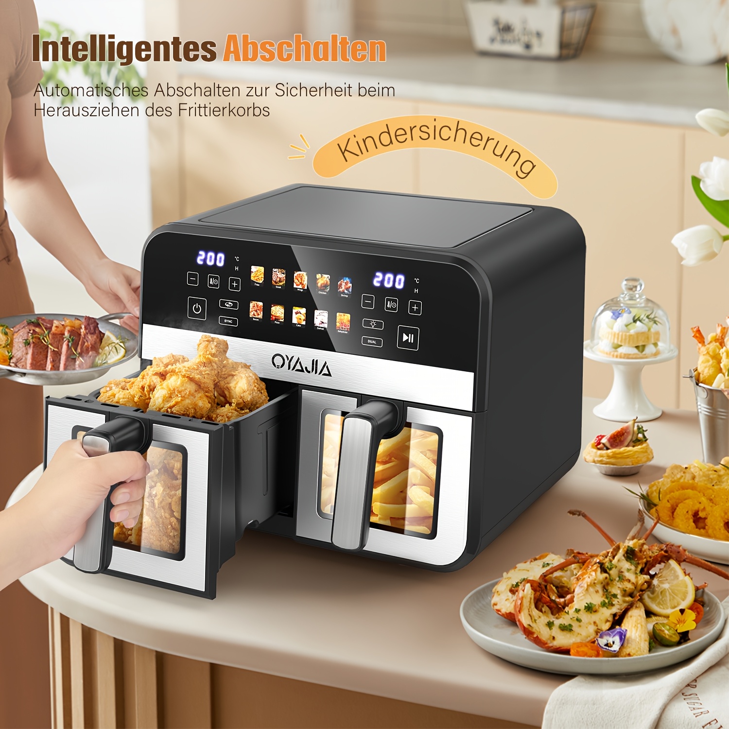 10.5L 10-in-1 Dualzone Airfryer met 2 aparte frituurmanden