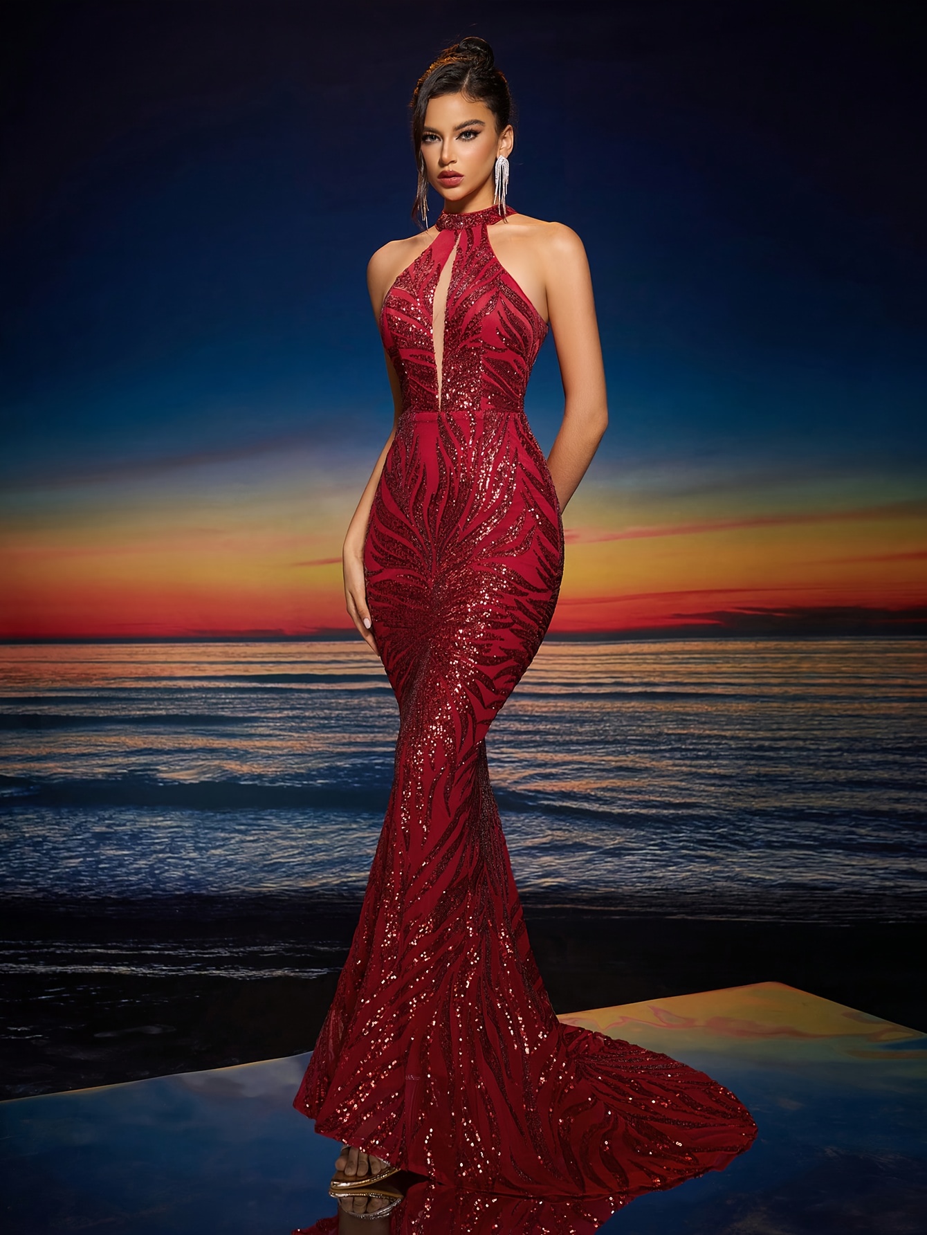 aoshababitops long fit gorgeous ladies dinner dress - Temu
