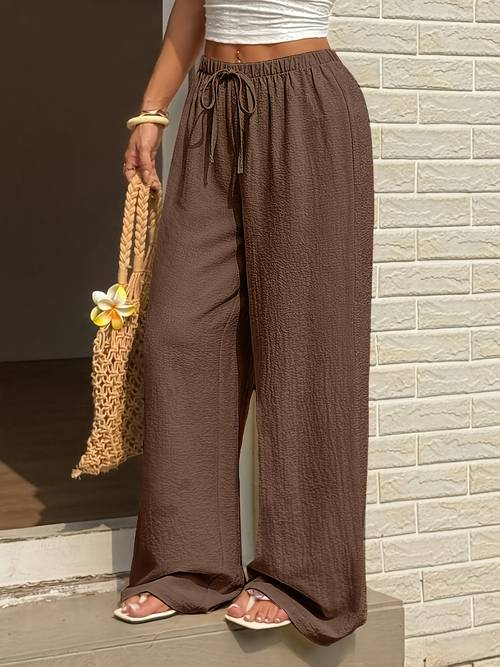 womens casual vacation travel drawstring straight leg pants
