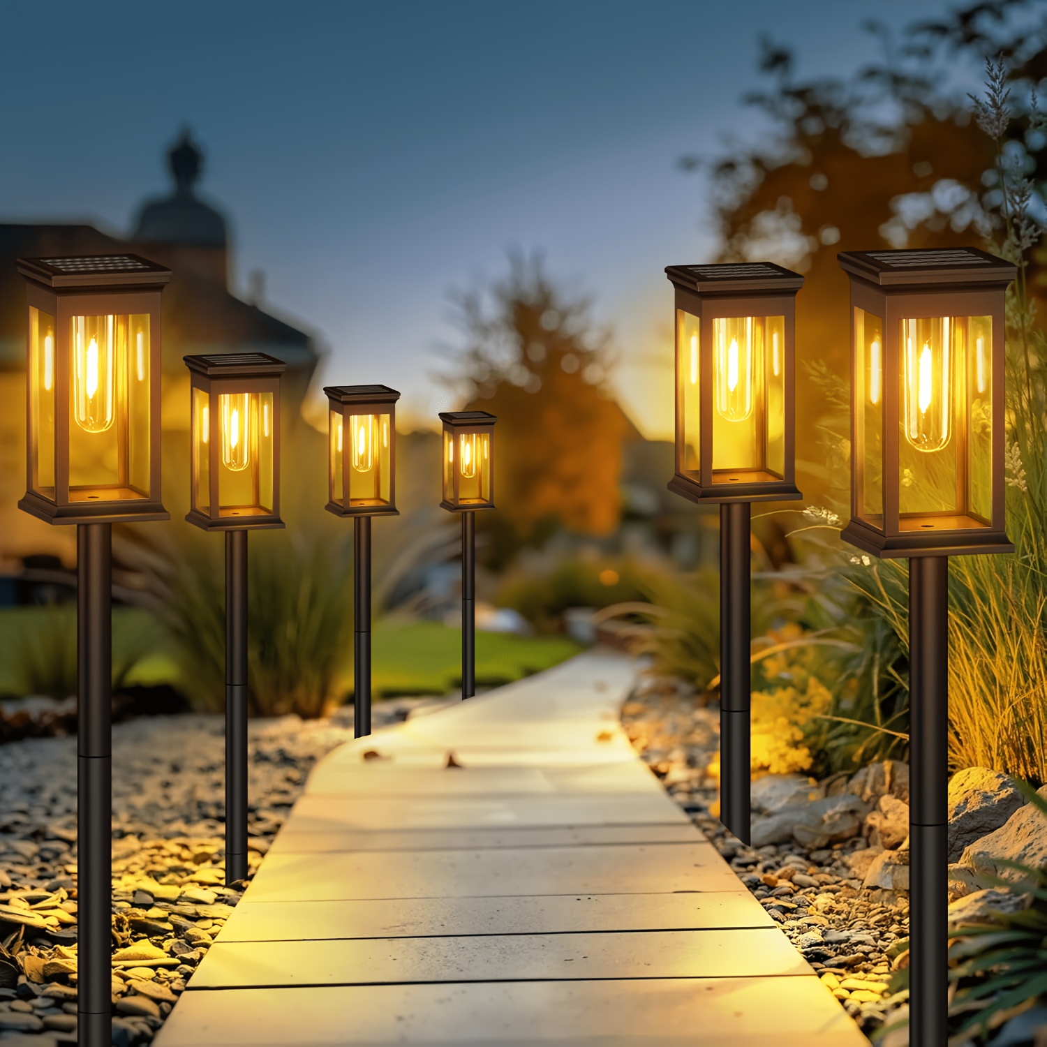 Image of 2/6pcs Solar Lights For Outdoor Garden, Stylish Solar Lights For Outdoor Use With 3000k Warm White Led, Working Time, Ipx5 Solar Garden Lights For Lawn, Patio, Yard, Decorative