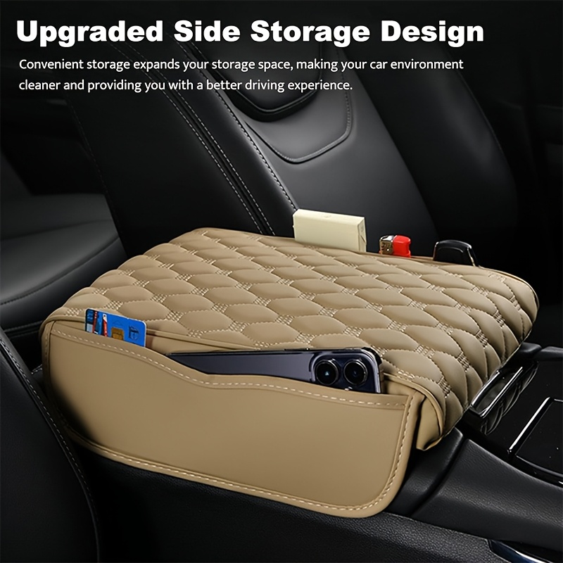 1pc of   leather car armrest pad anti slip  able center console rest pad suitable for all cars   use diamond pattern multiple colors   from vehicle   upgrade elegant car decoration high quality