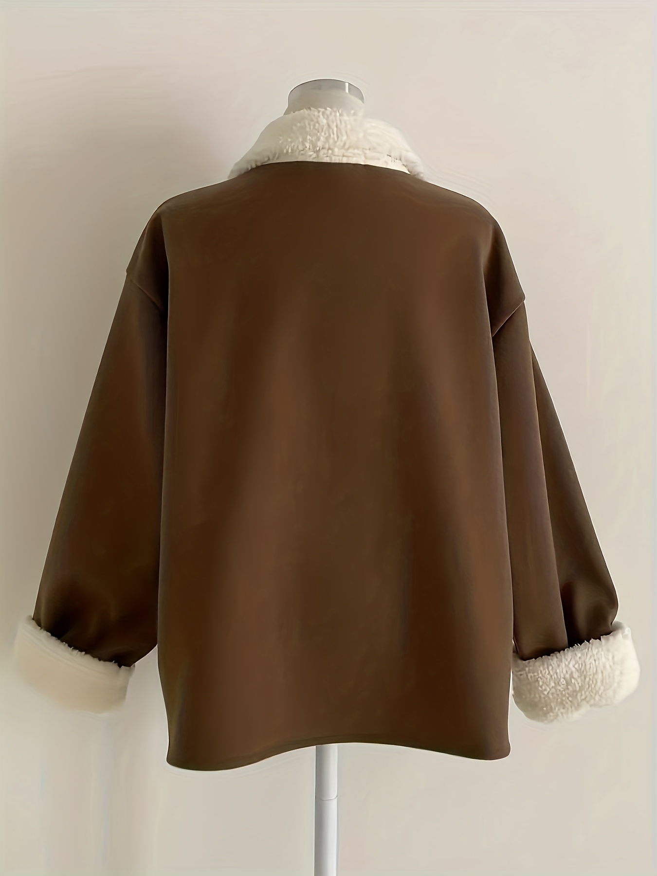 autumn   flap collar loose elegant jacket for petite women contrast color winter coat Product details 4