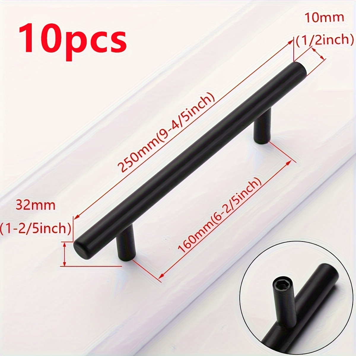 TEMU 10pcs Poignées en T, Poignées de Tiroir, Alliage d'Aluminium Durable, Facile à Installer, Tiroir de Meuble pour Utilisations Multiples