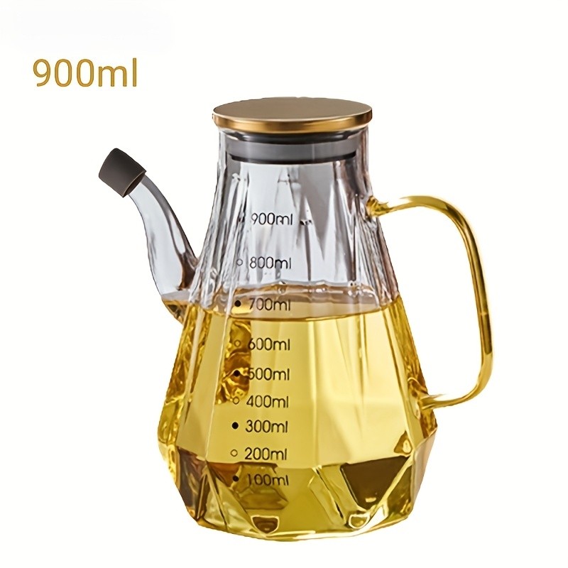 TEMU Pompe à huile Sunfiona série 1 pièce - 16.91oz/23.67oz/30.43oz en verre cristal, bec verseur à angle réglable et poignée confortable, PVC, passe