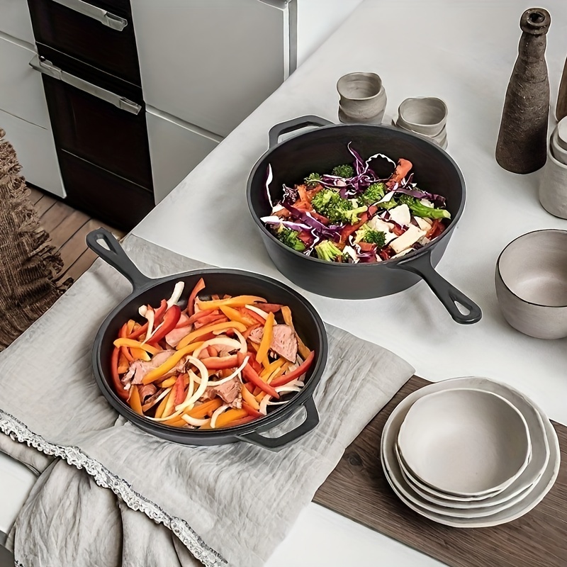 универсальный чугунный казан 2 в 1 для готовки, кемпинга, использования на улице, совместим с газовой плитой, подробности 3