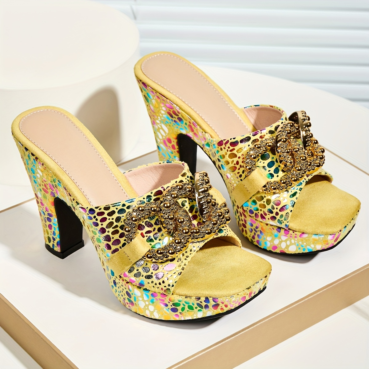 womens casual high heel sandals comfortable and versatile   toe slip on sandals suitable for any occasion women shoes Product details 2