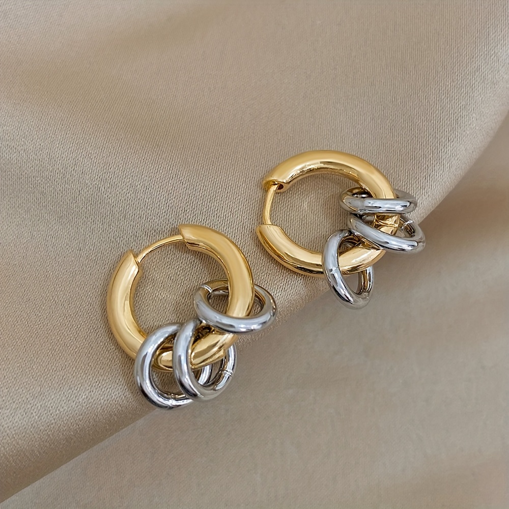 

Elegant Golden & Silvery Hoop Earrings For Women - Parties & , Winter, New Year