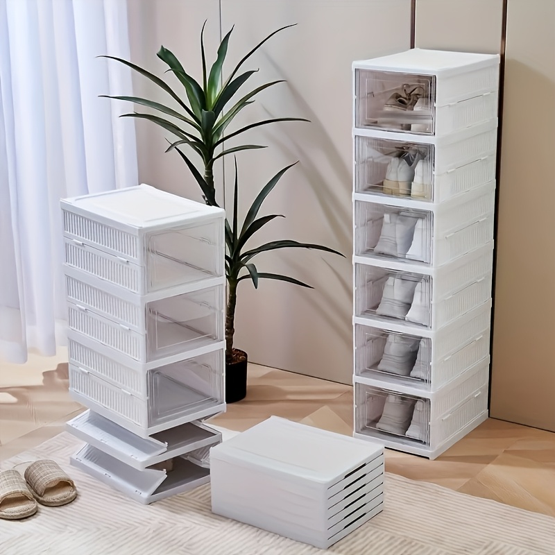 TEMU 3/6-stöckiger faltbarer Schuhorganizer mit Aufbewahrungsboxen, Design, staubdicht, schneller Aufbau, ideal für Zuhause, Schlafzimmer oder Flur,