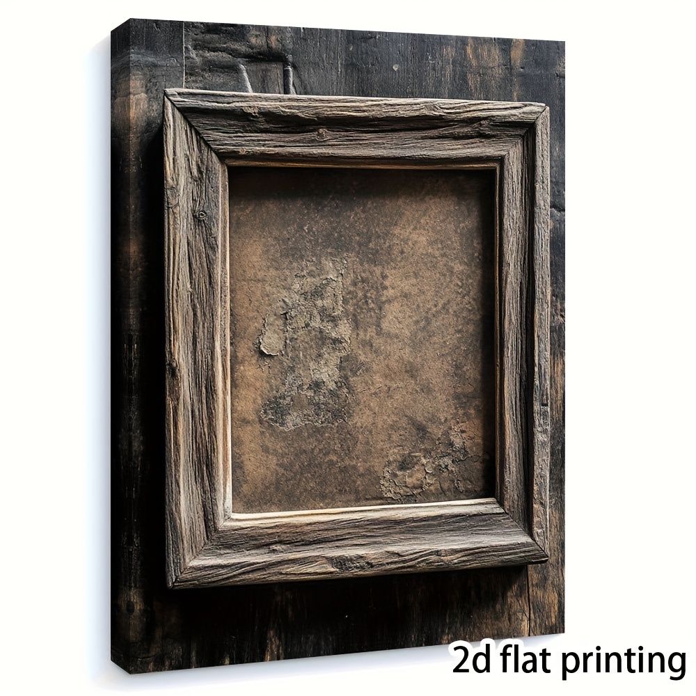 TEMU 1pc Vintage Wooden Picture Frame, 11.8x15.7 Inch - Classic Empty Canvas Frame With Distressed Finish, Home Decor, Living Room, Bedroom, Or