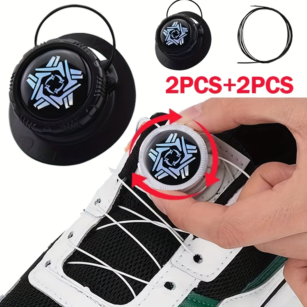 1 pair/4pcs Knob style Automatic Buckle No tie Laces, Lock Shoe Lace Tieless No tie shoelaces, Sneaker Laces One Size Fit All Unisex