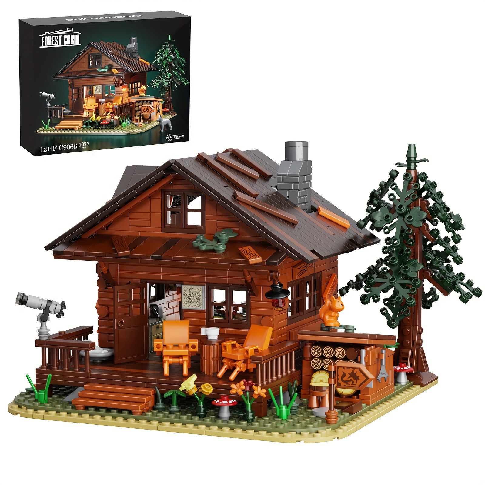 

1077pcs Architecture Series Cottage Wooden House Building Blocks Toy Model Children's Ornaments Christmas Gift