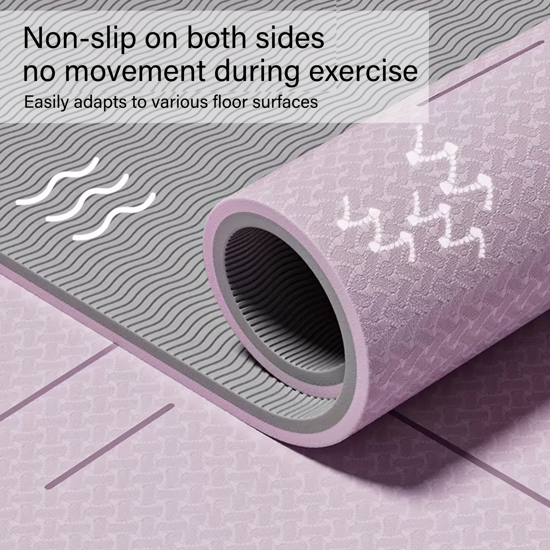 Non-Slip TPE Thick Yoga Mat with Alignment Markers, Large Size 182.88cm Long X 80.01cm Wide X 0.58cm Thick, Tear-Resistant Exercise And Fitness Mat for Yoga, Pilates, And Floor Training.