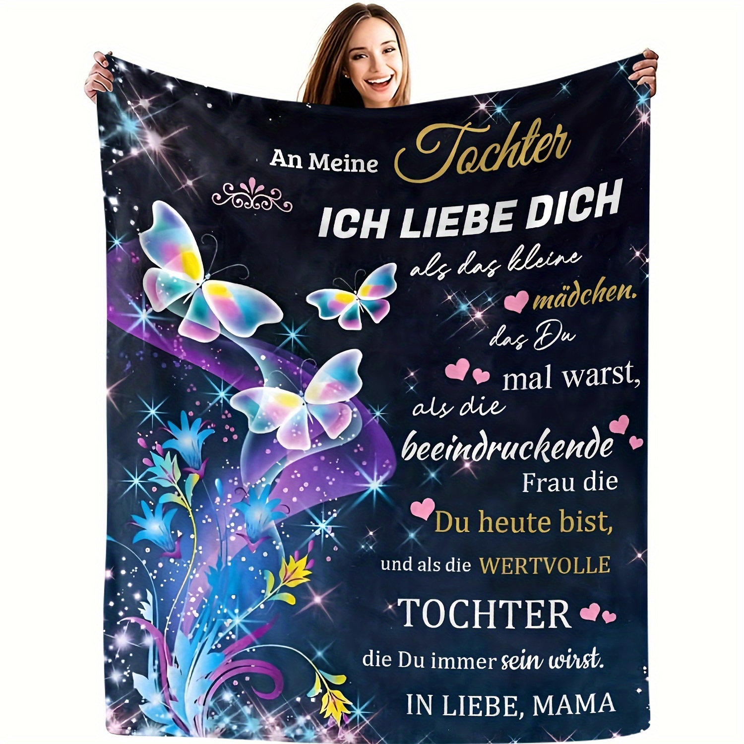 

Colorful Butterfly Dance Pattern Soft Flannel Throw Blanket - Style Polyester All-season Knitted Blanket With Digital Print - Versatile Gift For Daughter From Mother - Cozy & Lightweight