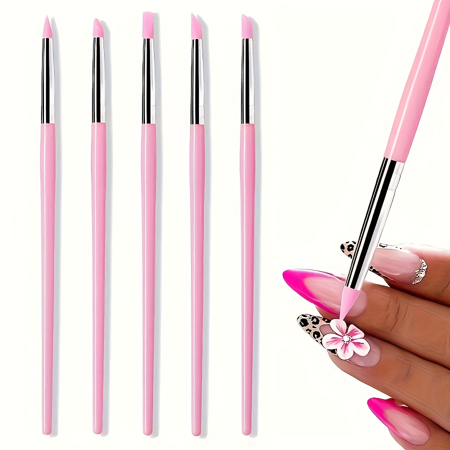 5pcs Nail Art Pen Set with Silicone Pressing Pen