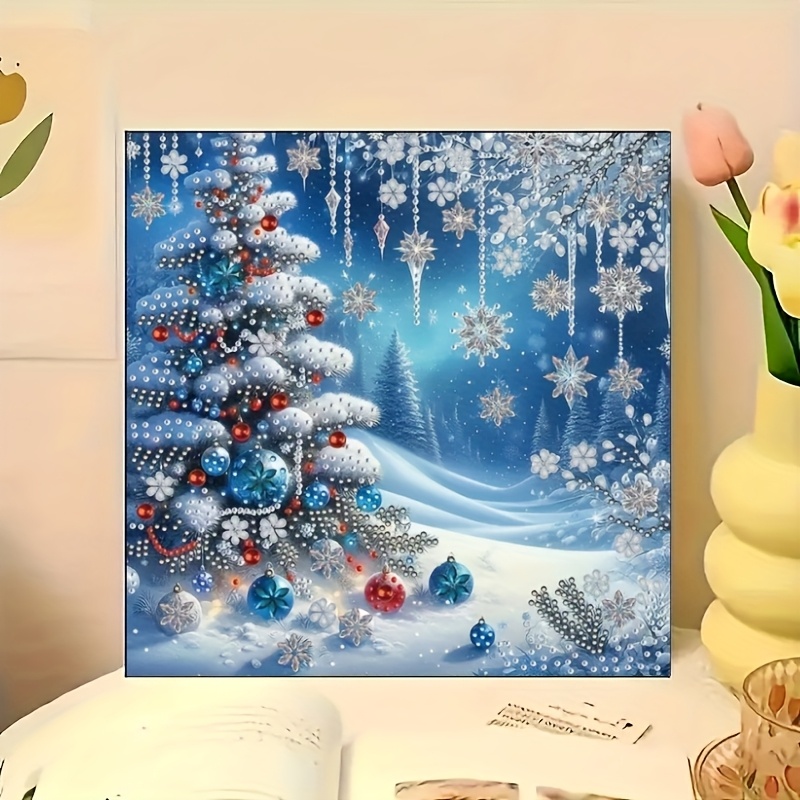 TEMU Christmas Tree In The Snow - 5d Painting Kit, Irregular , Beginner Friendly, Suitable For Home Or Office Wall Decoration, Halloween | Christmas