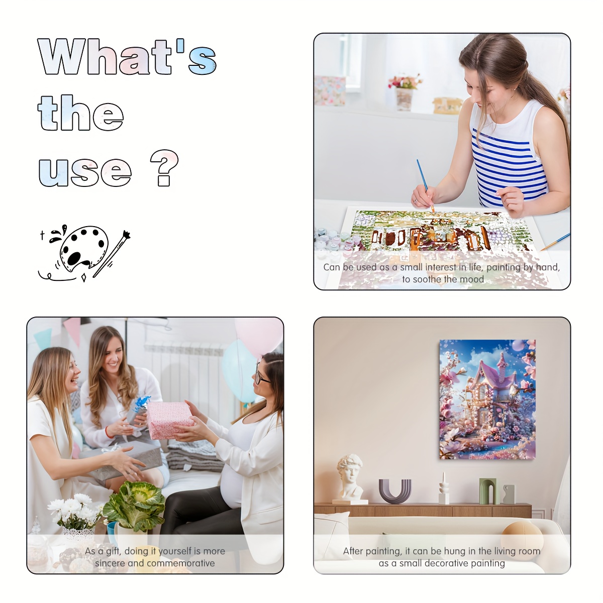 Diy Paint Numbers Kit Adults Bubble House Scene Canvas Temu