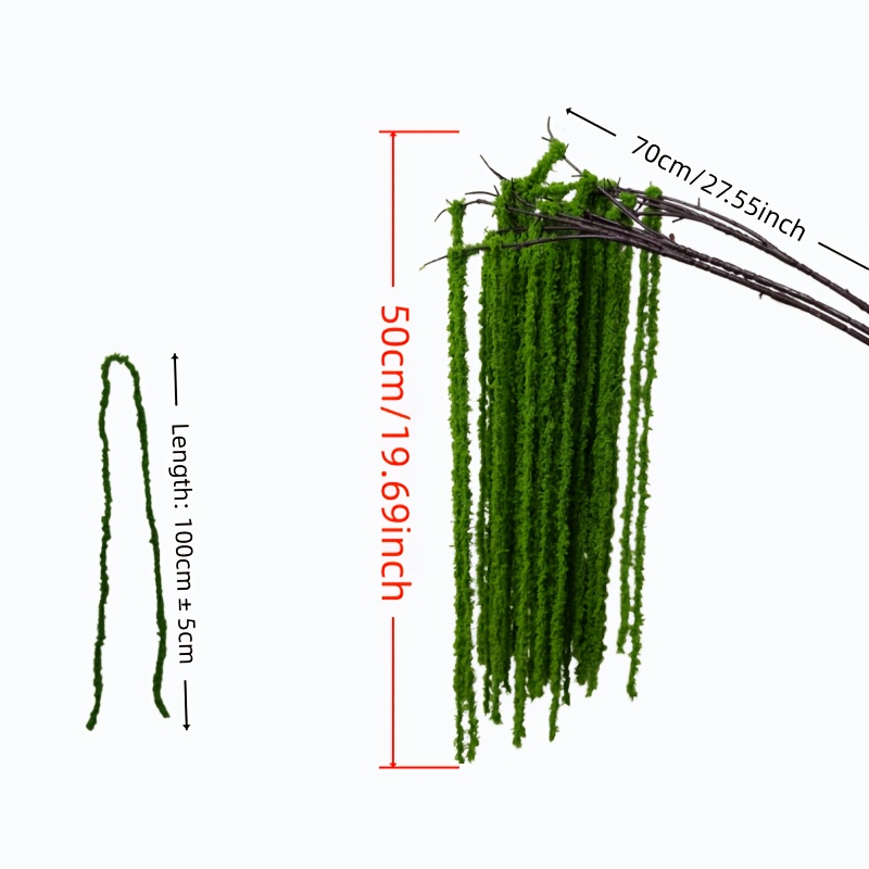 TEMU 21pcs Artificial Amaranth Flower Set - Includes 1 Artificial Tree Branch Rice Pendant And 20 Rice Pendant Accessories. Elegant Green Wisteria