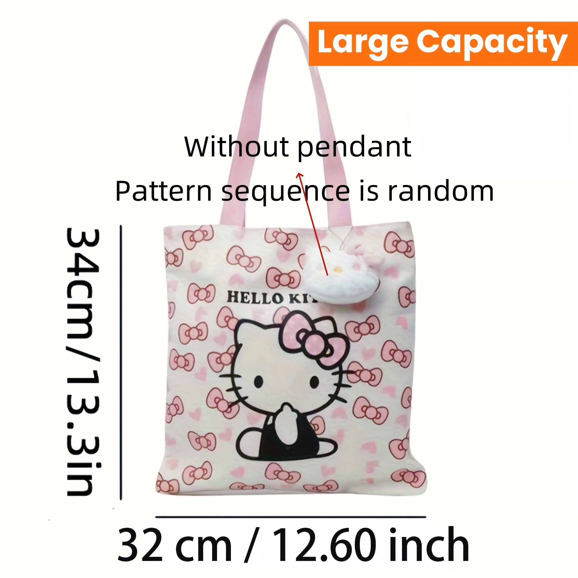 E-shop 1 Sanrio Prinzessin Cartoon Tragetasche - Große Kapazität, Langlebige Canvas Handtasche mit Rosa Schleife , Ideal für Festivals, Partys den