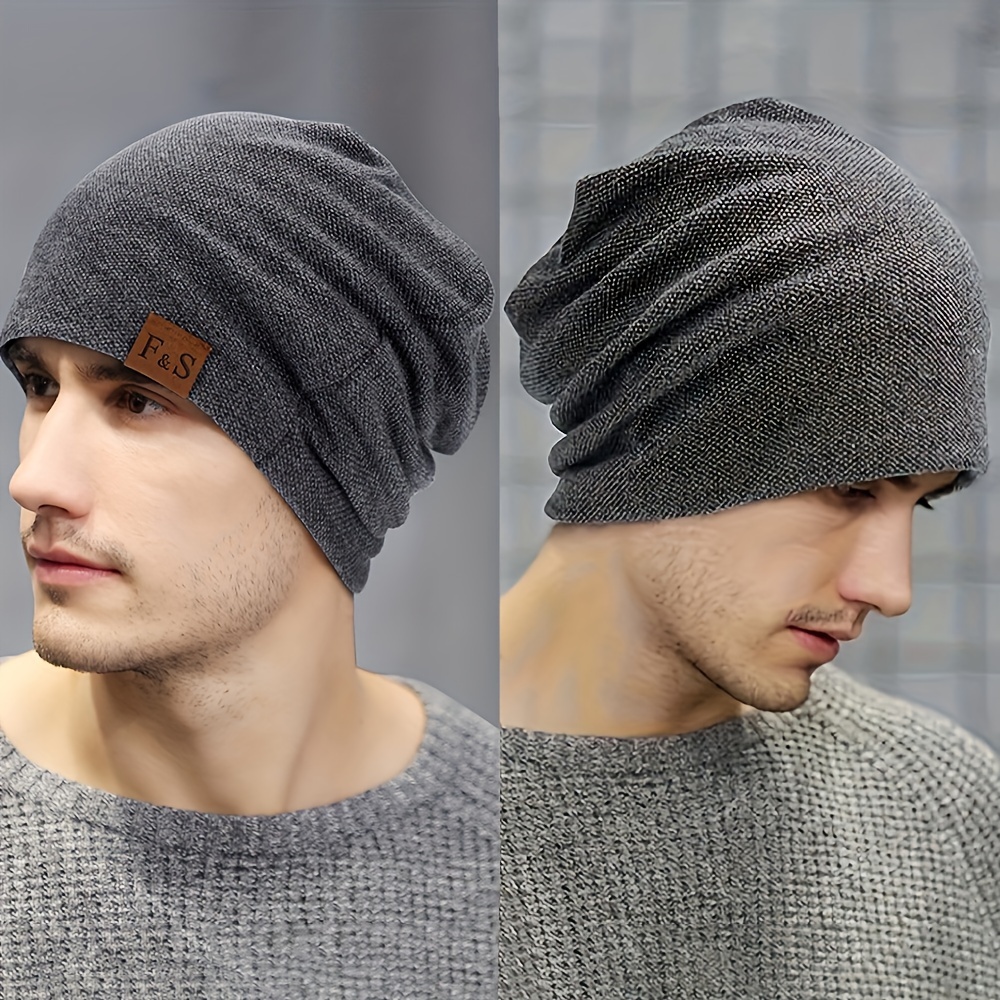 

Men's Casual Cotton Beanie Hat With Soft And Breathable Polyester Fabric, Alphabet Pattern, High Stretch, Hand Wash Only