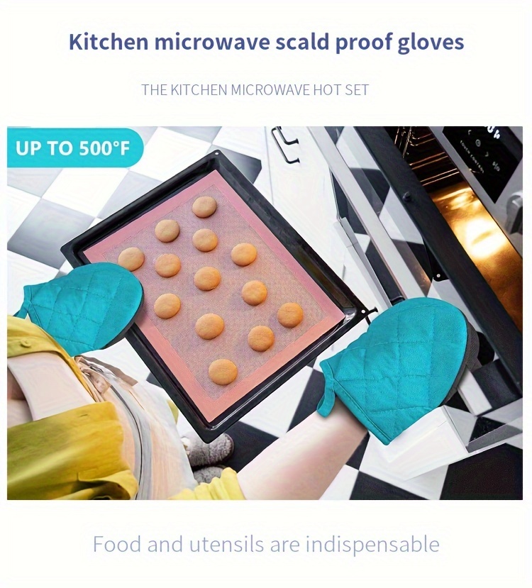 silicone non slip heat resistant oven mitts multipurpose kitchen microwave baking gloves   thickened anti   rubber gloves for graduation juneteenth labor day grandparents day christmas details 1