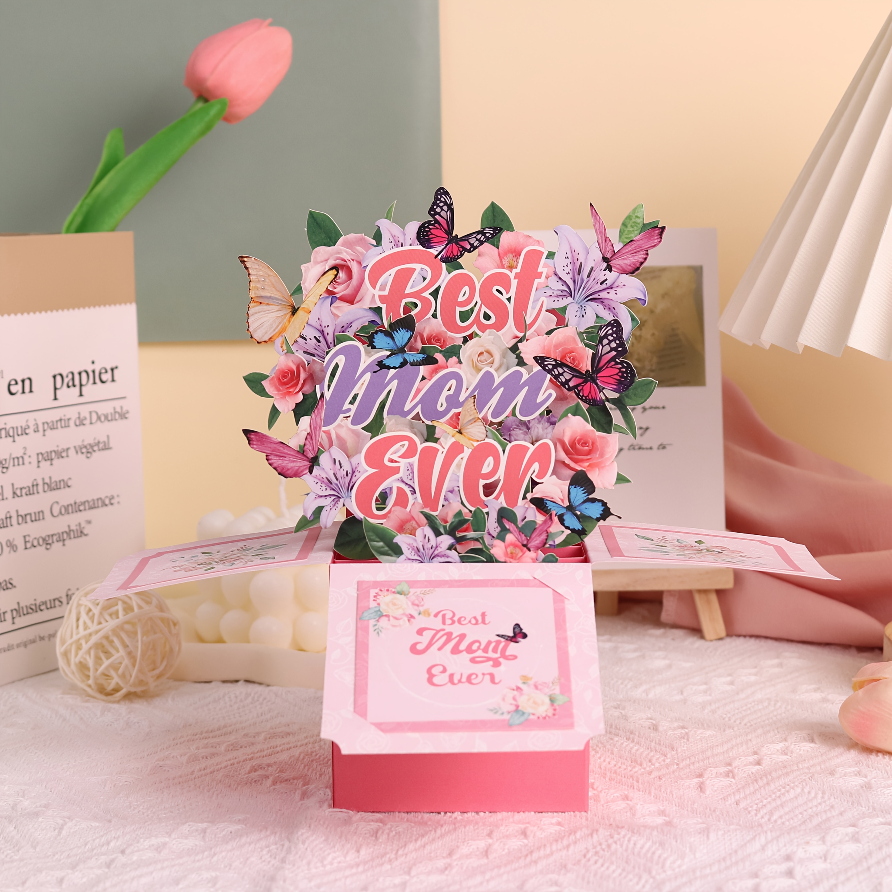 

1pc Day Pop-up With Elegant Envelope – " Ever" , Gift For Mom, Flowers, Mother’s Day Celebrations, Day Gifts For Mom