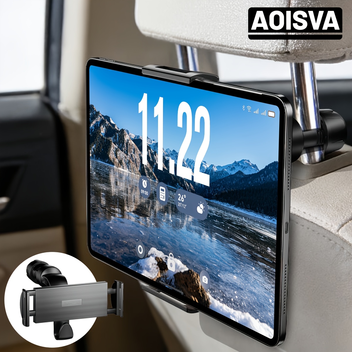 TEMU Car Headrest Tablet Holder, Backseat Phone & Tablet Mount For 5-13 Inch Devices, Adjustable Headrest Mount With 360° Rotation, Back Seat