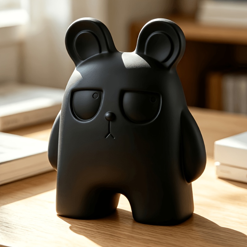 Cute Grumpy Face Statue Figurine, Modern Plastic Decor