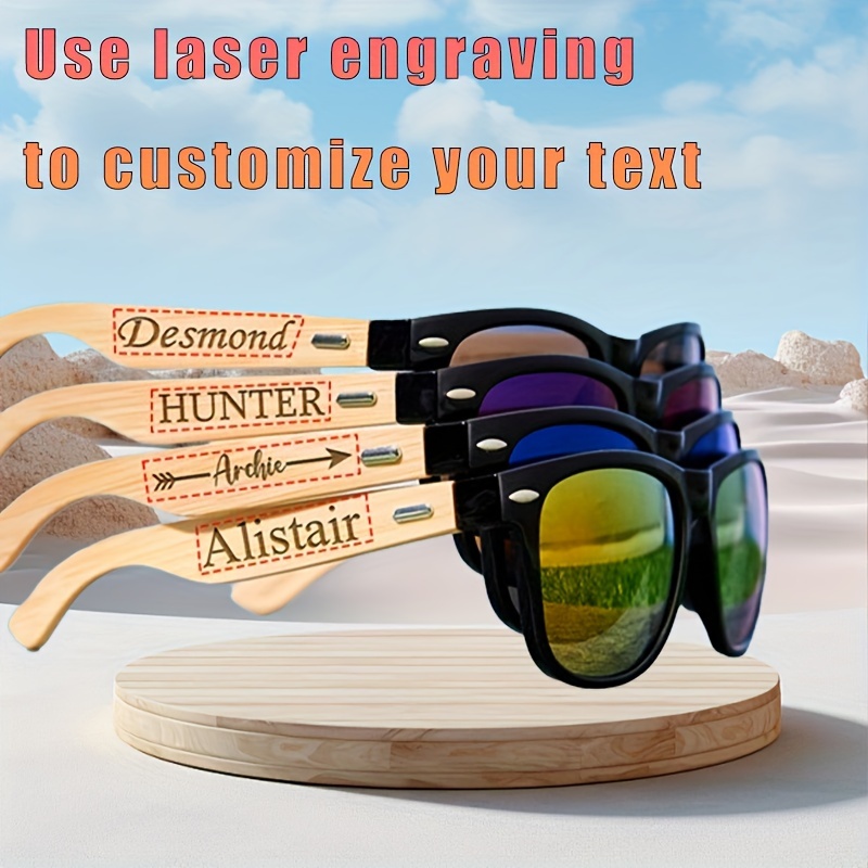 

Custom Engraved Wooden Fashion Glasses For - Personalized Square Frame, & Wedding Gifts, Party Gifts, Laser Engraving